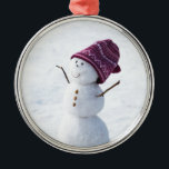 Happy Snowman Metalen Ornament<br><div class="desc">Happy Snowman (of Happy Snowperson) in winterkleding</div>