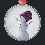 Happy Snowman Metalen Ornament<br><div class="desc">Happy Snowman (of Happy Snowperson) in winterkleding</div>