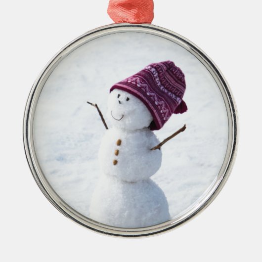 Happy Snowman Metalen Ornament (Voorkant)