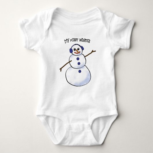 Happy Snowman Mijn eerste winter Romper (Voorkant)