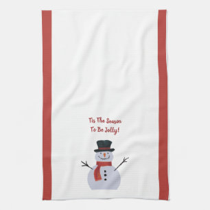 Happy Snowman op keukenhanddoeken