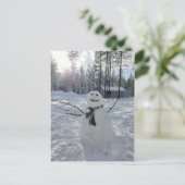 Happy Snowman originele winterfotografie Briefkaart (Staand voorkant)