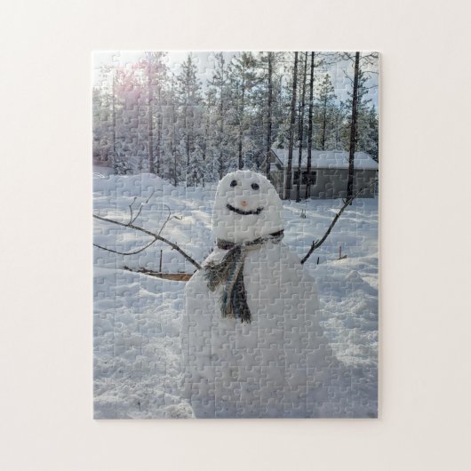 Happy Snowman originele winterfotografie Legpuzzel (Verticaal)