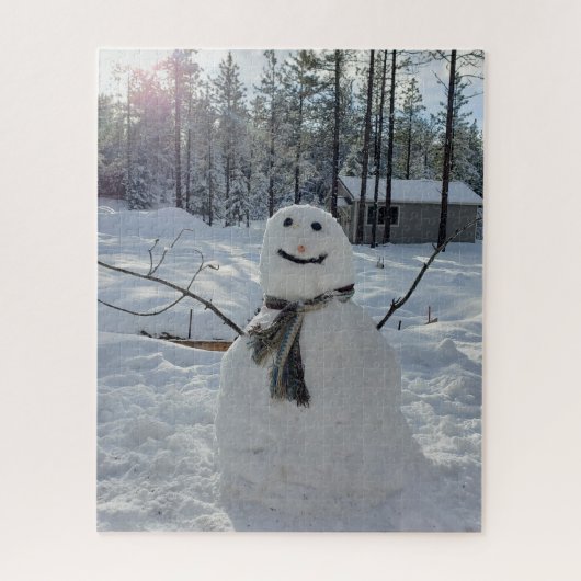 Happy Snowman originele winterfotografie Legpuzzel (Verticaal)