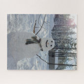 Happy Snowman originele winterfotografie Legpuzzel (Horizontaal)