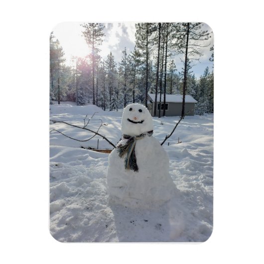 Happy Snowman originele winterfotografie Magneet (Verticaal)