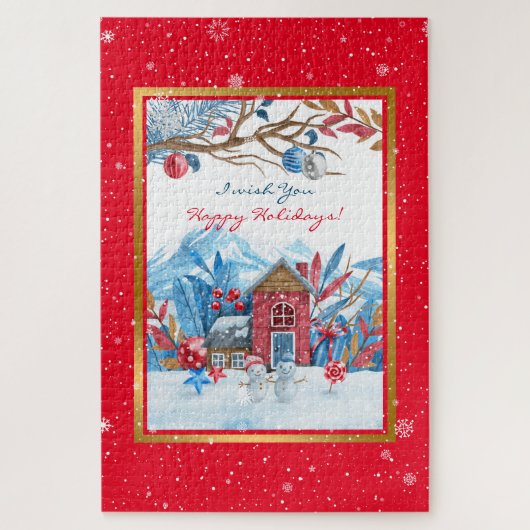 Happy Snowman past zich aan Legpuzzel (Verticaal)