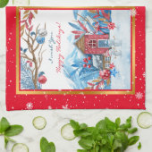 Happy Snowman past zich aan Theedoek (Gevouwen)