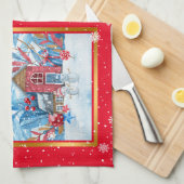 Happy Snowman past zich aan Theedoek (Quarter Fold)