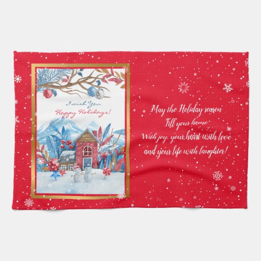 Happy Snowman past zich aan Theedoek (Horizontaal)