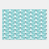 Happy Snowman Pattern Blue Kerstwinter Inpakpapier Vel (Voorkant 2)