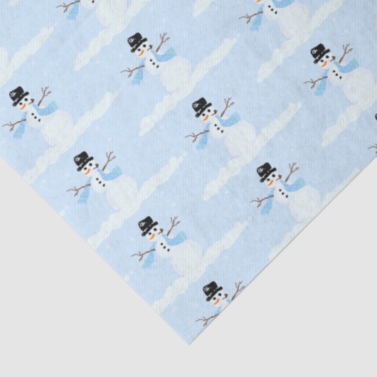 Happy Snowman Pattern Blue Kerstwinter Tissuepapier (Detail)
