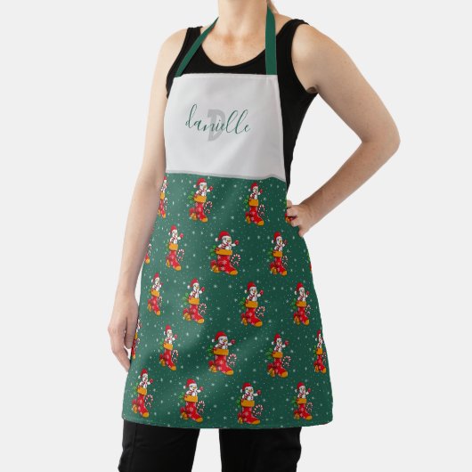 Happy Snowman Pattern kerst aangepaste monogrammen Schort (Insitu)