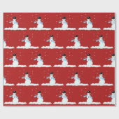 Happy Snowman Pattern Kerstwinter Cadeaupapier (Vlak)