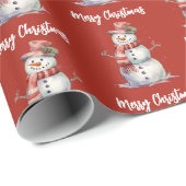 Happy Snowman Red Merry Christmas Cadeaupapier (Rol Hoek)