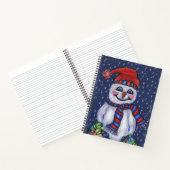 Happy Snowman Red Pet Scarf Holding Lights Snow Notitieboek (Binnen)