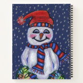 Happy Snowman Red Pet Scarf Holding Lights Snow Notitieboek (Achterkant)