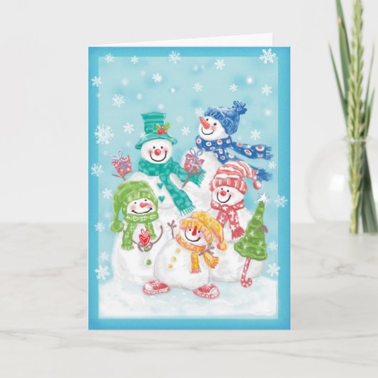 Happy Snowman Retro-kerstkaart Feestdagen Kaart (Voorkant)