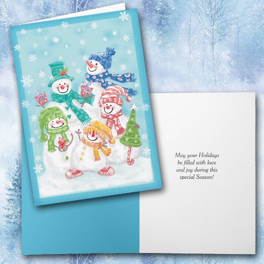 Happy Snowman Retro-kerstkaart Feestdagen Kaart