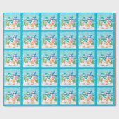 Happy Snowman Retro Kerstmis Cadeaupapier (Vlak)