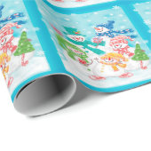 Happy Snowman Retro Kerstmis Cadeaupapier (Rol Hoek)