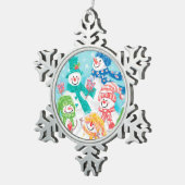 Happy Snowman Retro Kerstmis Tin Sneeuwvlok Ornament (Rechts)