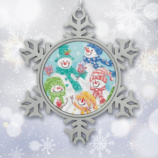 Happy Snowman Retro Kerstmis Tin Sneeuwvlok Ornament