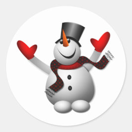 Happy Snowman Ronde Sticker
