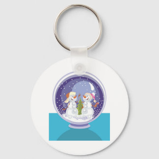 Happy Snowman Snow Wereldbol Sleutelhanger