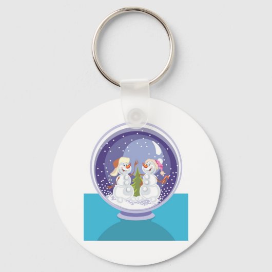 Happy Snowman Snow Wereldbol Sleutelhanger (Voorkant)