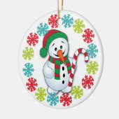 Happy Snowman Snowflake Lijst kleinkinderen Keramisch Ornament (Links)