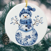 Happy Snowman Snowflakes Blue White Let It Snow Koffiemok