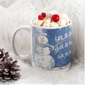 Happy Snowman Snowflakes Blue White Let It Snow Koffiemok