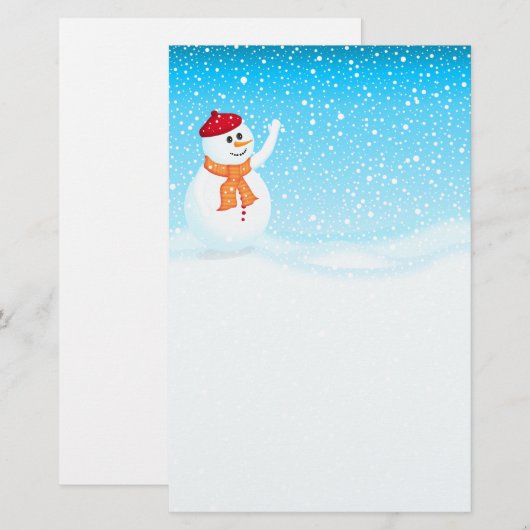 Happy Snowman Stationery Briefpapier (Voorkant / Achterkant)