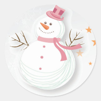 Happy Snowman Stickers - Roze