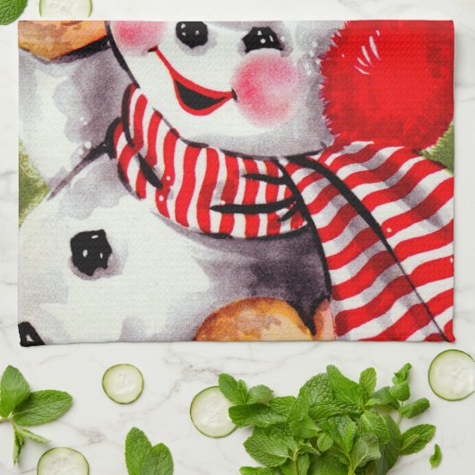 Happy Snowman  Theedoek (Gevouwen)