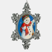Happy Snowman Tin Sneeuwvlok Ornament (Links)