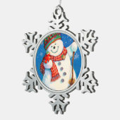Happy Snowman Tin Sneeuwvlok Ornament (Rechts)