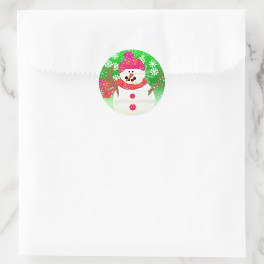 Happy Snowman Vakantie Ronde Sticker (Tas)