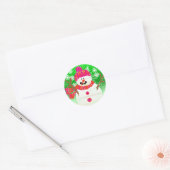 Happy Snowman Vakantie Ronde Sticker (Envelop)