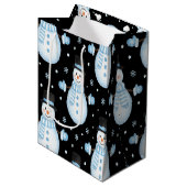 Happy Snowman Vibes Frosty Christmas Designs Medium Cadeauzakje (Voorkant Gekanteld)