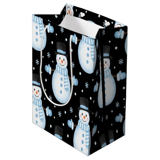Happy Snowman Vibes Frosty Christmas Designs Medium Cadeauzakje (Achterkant Gekanteld)