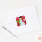 Happy Snowman Vierkante Sticker (Envelop)