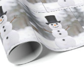 Happy Snowman Wearing a Top Hat Cadeaupapier (Rol Hoek)