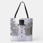 Happy Snowman Wearing a Top Hat Tote Bag (Voorkant)