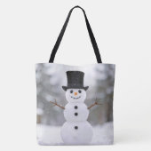 Happy Snowman Wearing a Top Hat Tote Bag (Achterkant)