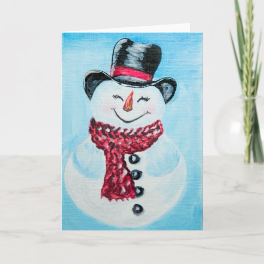 Happy Snowman Wenskaart Feestdagen Kaart (Voorkant)
