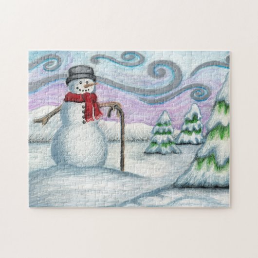 Happy Snowman Winter Wonderland Puzzle Legpuzzel (Horizontaal)