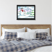 Happy Snowman Winter Wonderland Wrapped Canvas Afdruk (Insitu (Slaapkamer))