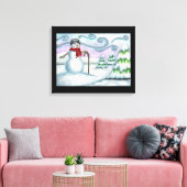 Happy Snowman Winter Wonderland Wrapped Canvas Afdruk (Insitu (Woonkamer))